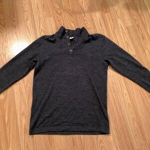 Sunspel 100% Wool Polo Jumper - Size Small - Made In England Dark Charcoal Gray
